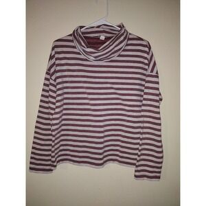 J Crew Burgundy‎ Stripe Cowl Neck Long Sleeve Pullover Top Women Size S